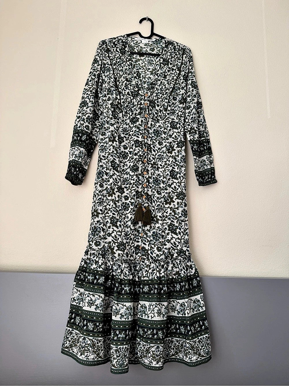 Veronica Beard Kameya Green Floral Long Sleeve Maxi Dress S NWOT